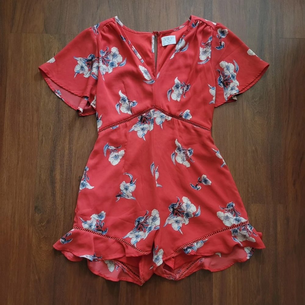 SOLD NWOT Sienna Sky Floral Flutter Sleeve Romper
